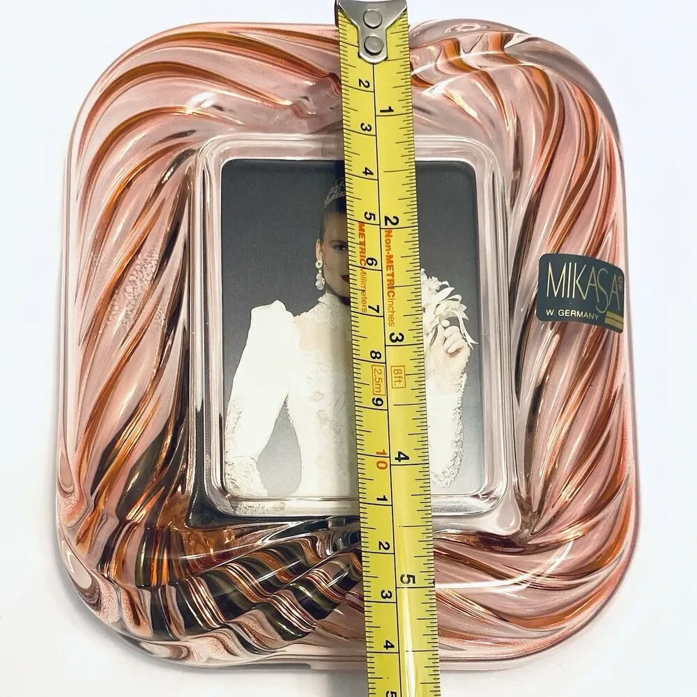Vintage Mikasa Crystal 6” Swirl Rose Picture Frame - Never Used